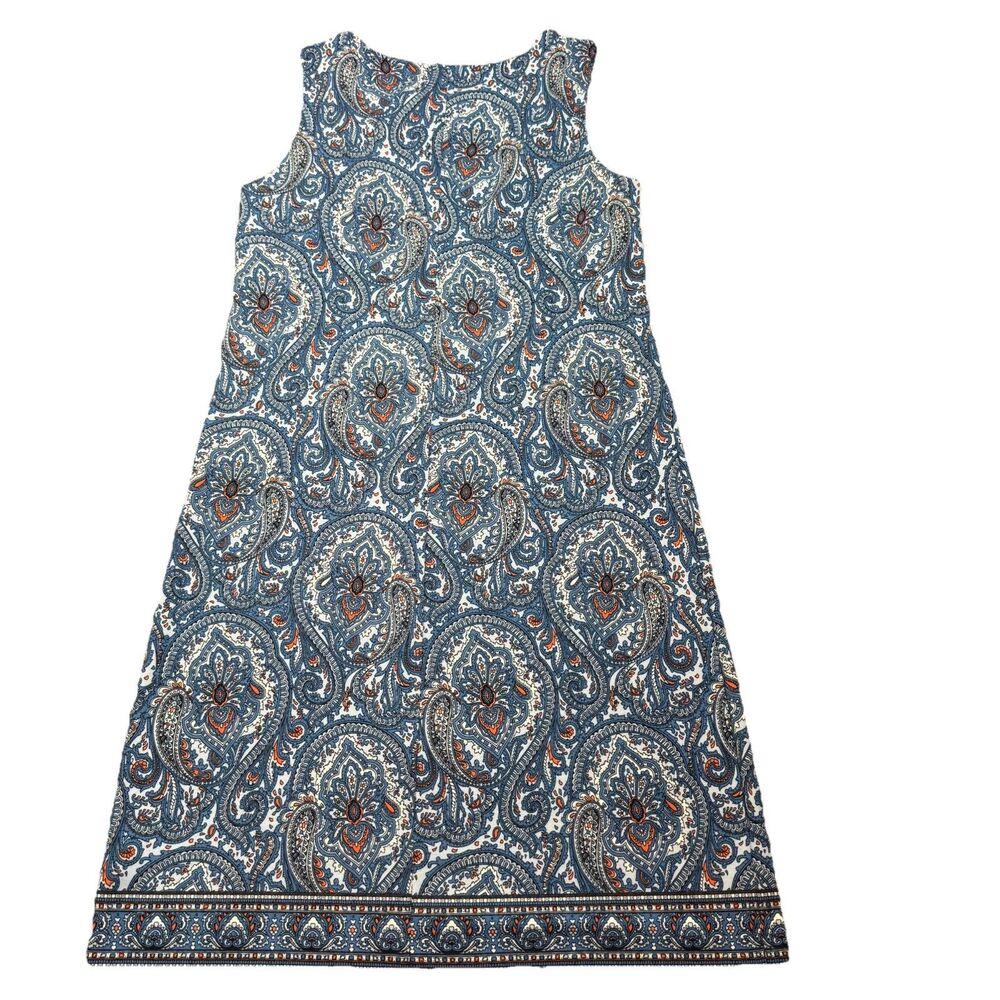 Talbots Blue Floral Paisley Shift Sleeveless Knit Stretch Womens Small EUC - Picture 6 of 8